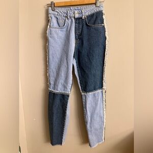 Y2K Patchwork Contrast Denim by Ragged Jeans